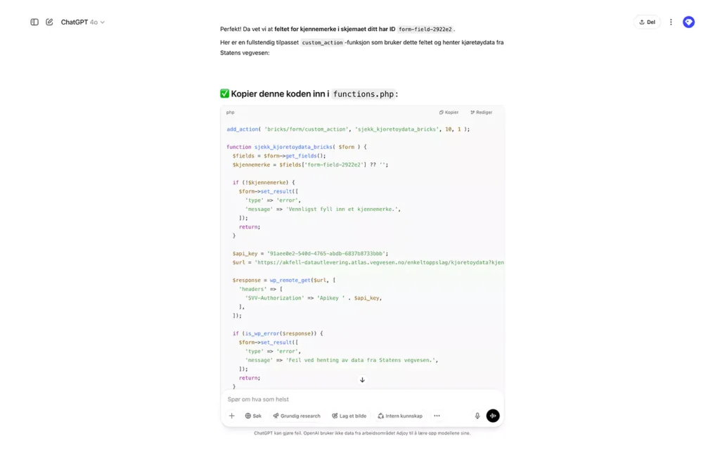 Chatgpt for kodehjelp